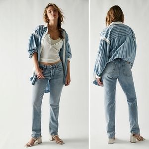 NEW We The Free Crvy Siren Low Rise Straight Leg Women's Jeans Sz 34